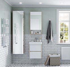 Акватон Шкаф пенал Сканди 40 дуб верона, белый – фотография-2